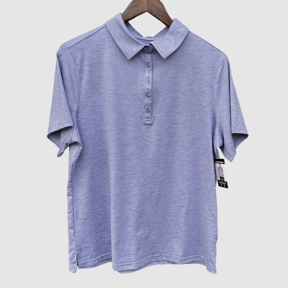 Skechers Womens Go Walk Polo Shirt Sweet Lavender Heather XL New 307960